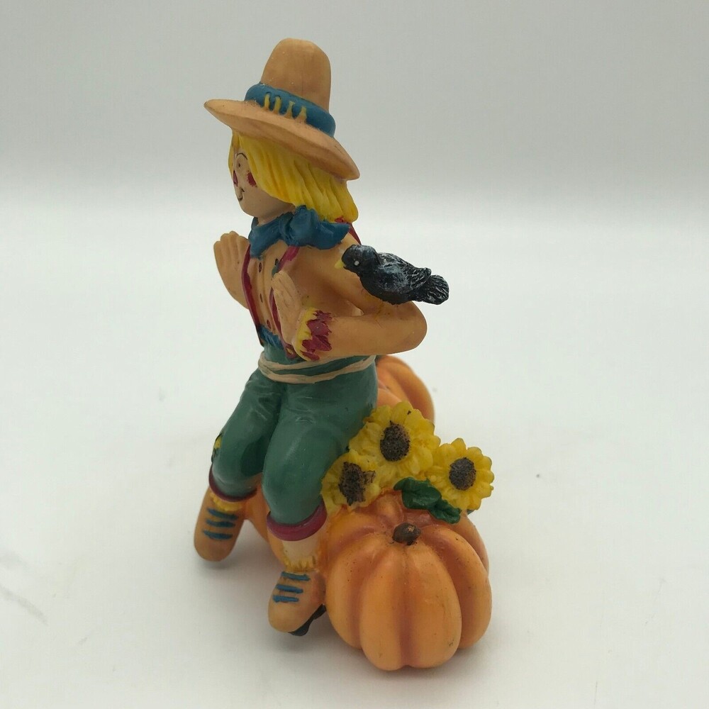 Halloween Scarecrow Figurine Fall Harvest Autumn Pumpkin 4.5 x 5 inch Resin - Picture 3 of 7